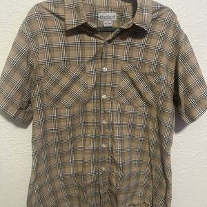 Carhartt Men's Tan Plaid Button Down Shirt